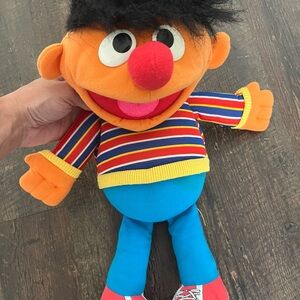 1986 Ernie Sesame Street Playskool 16" Hand Puppet Stuffed Plush - Vintage